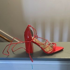 Lemonade Red heels that tie up the leg
